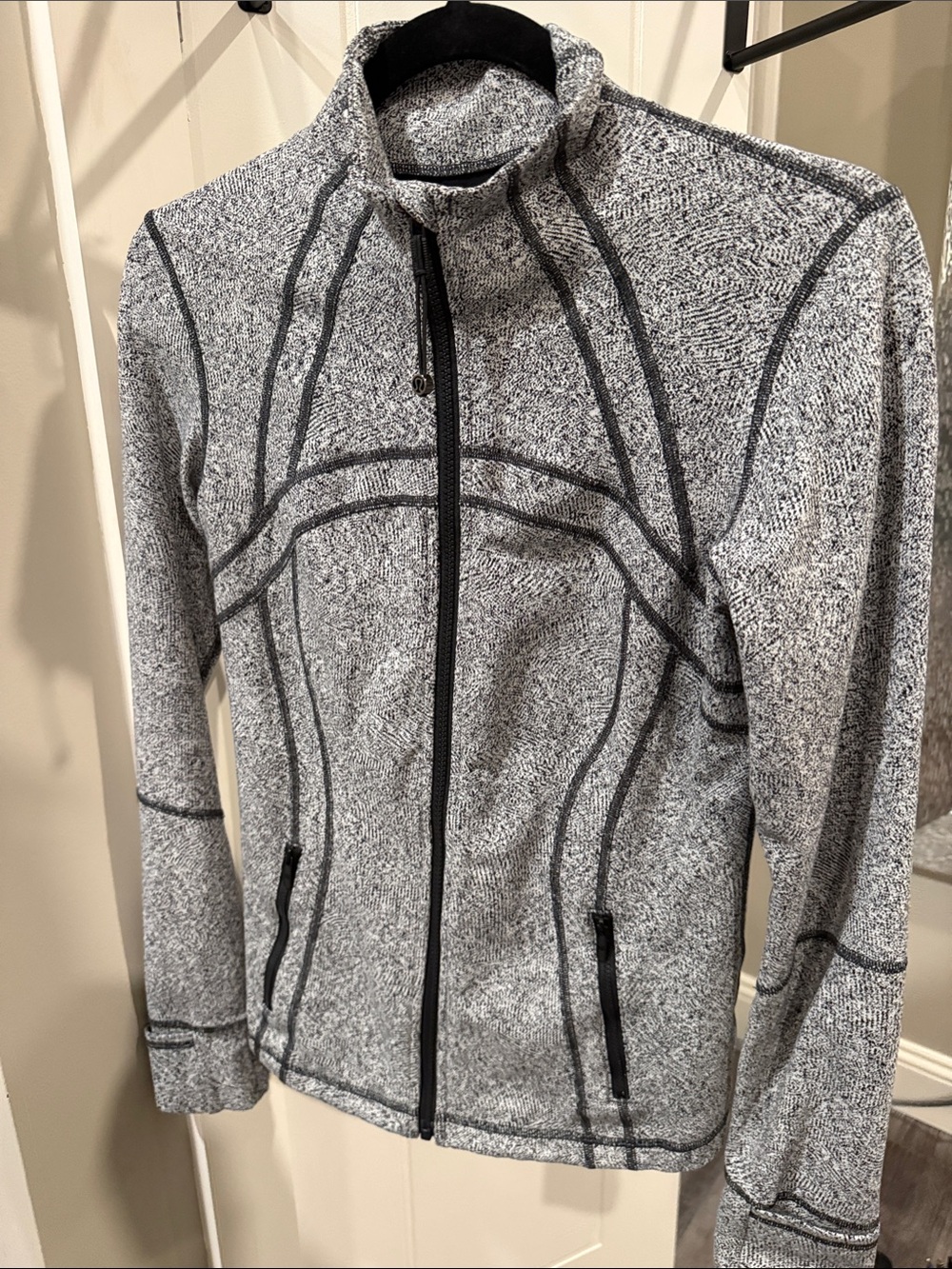 lululemon athletica Gray Marled Full-Zip Jacket with Dark Seam Accents